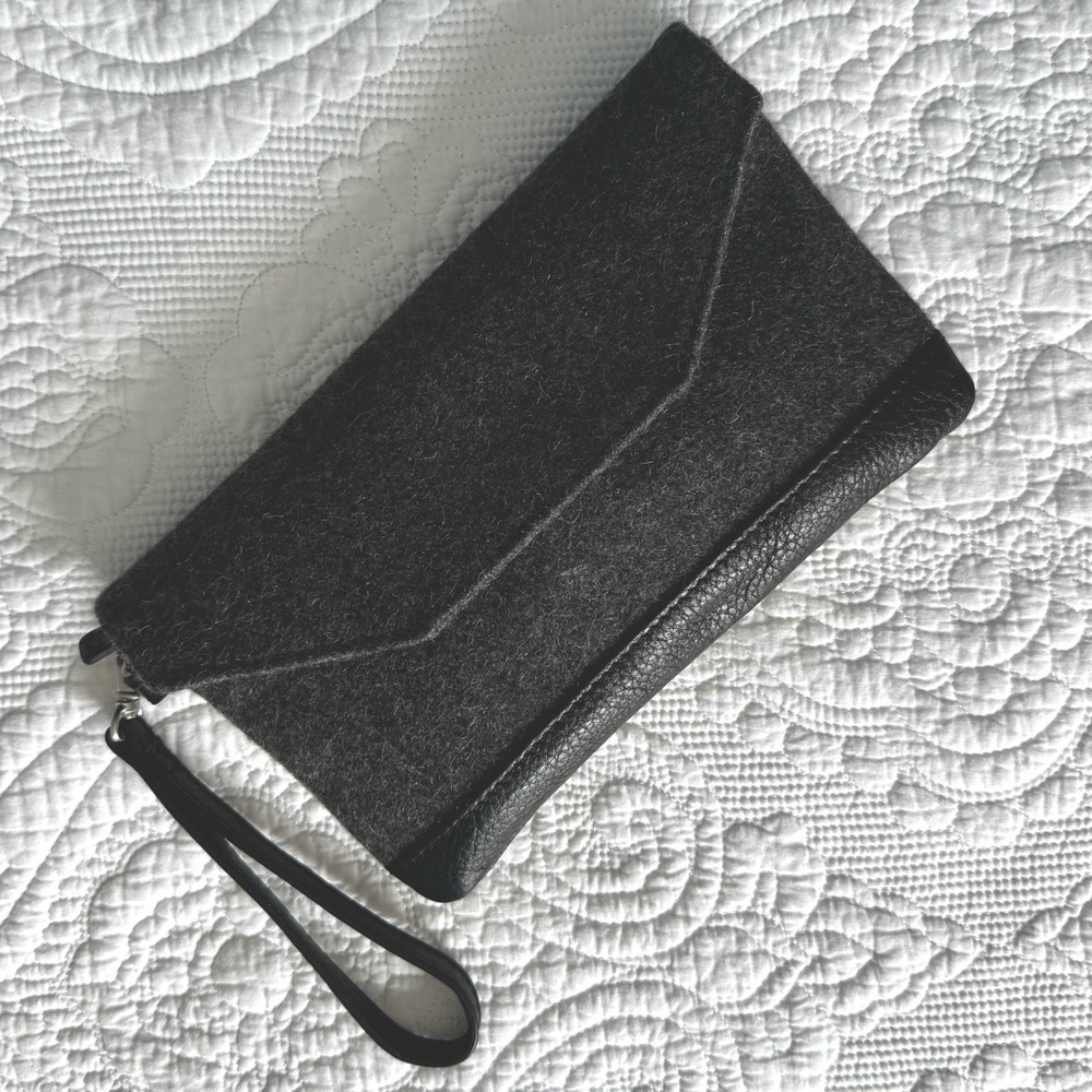 L.L. Bean Gray and Plaid Wool Pouch